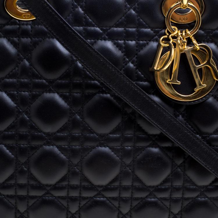 Pre Owned Dior Black Leather Large Lady Dior Tote