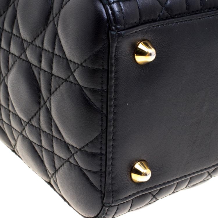 Pre Owned Dior Black Leather Large Lady Dior Tote