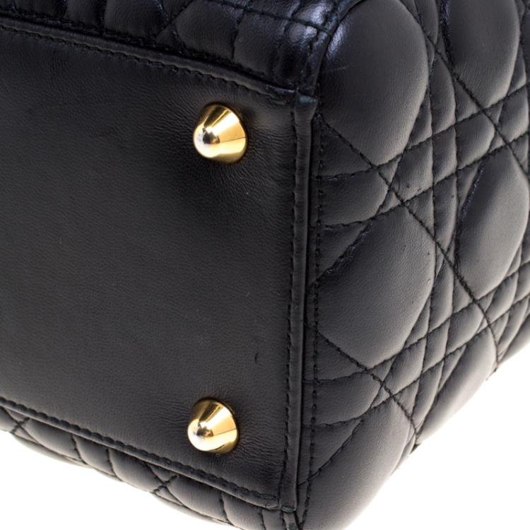 Pre Owned Dior Black Leather Large Lady Dior Tote