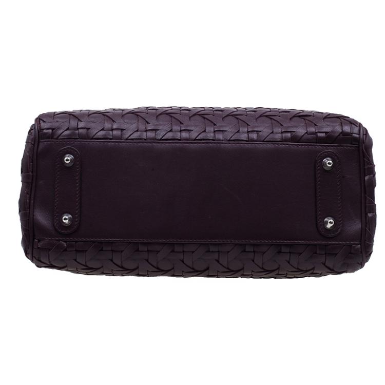 Pre Owned Dior Purple Leather Woven Avenue Top Handle Bag
