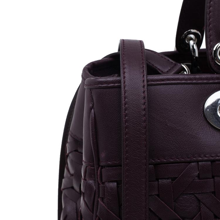 Pre Owned Dior Purple Leather Woven Avenue Top Handle Bag