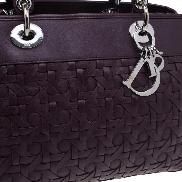 Pre Owned Dior Purple Leather Woven Avenue Top Handle Bag