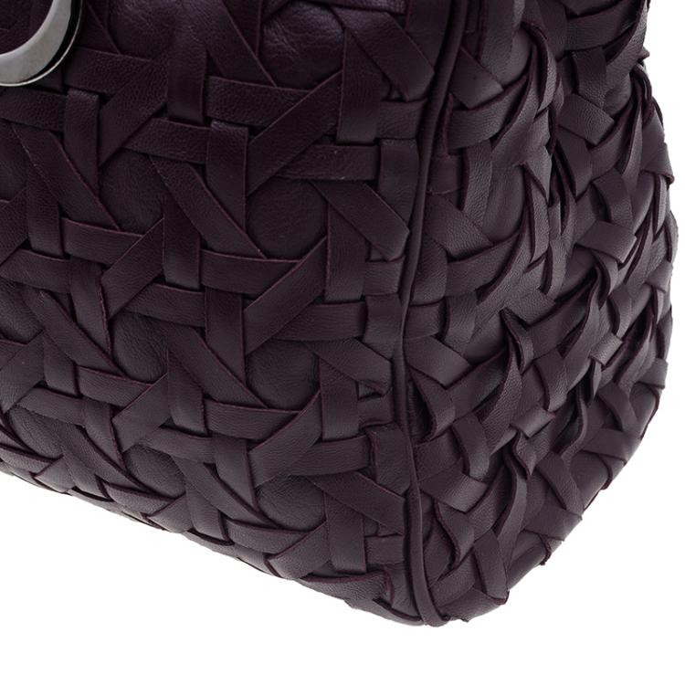 Pre Owned Dior Purple Leather Woven Avenue Top Handle Bag
