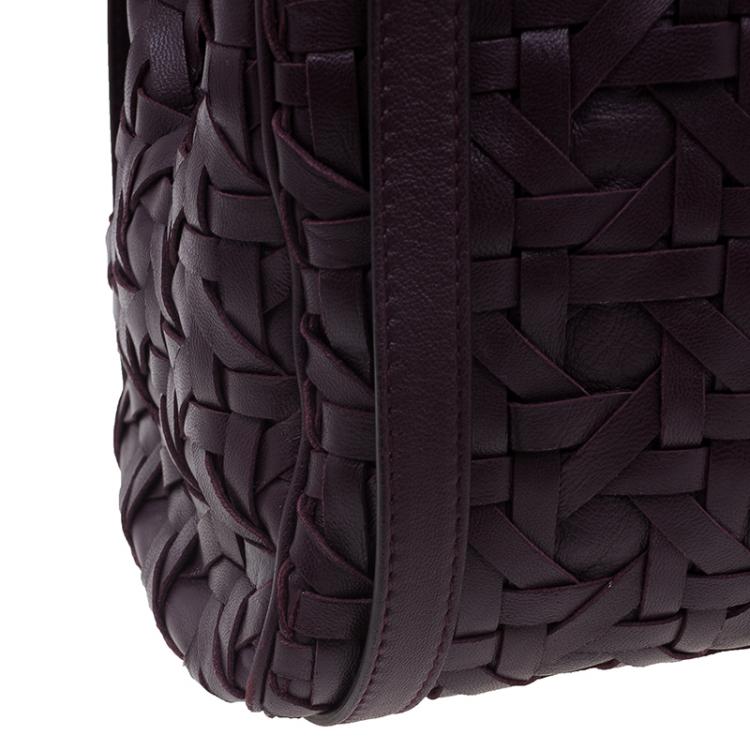 Pre Owned Dior Purple Leather Woven Avenue Top Handle Bag