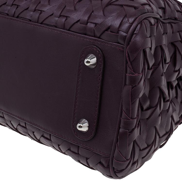Pre Owned Dior Purple Leather Woven Avenue Top Handle Bag