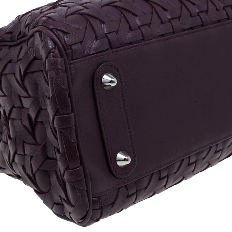 Pre Owned Dior Purple Leather Woven Avenue Top Handle Bag
