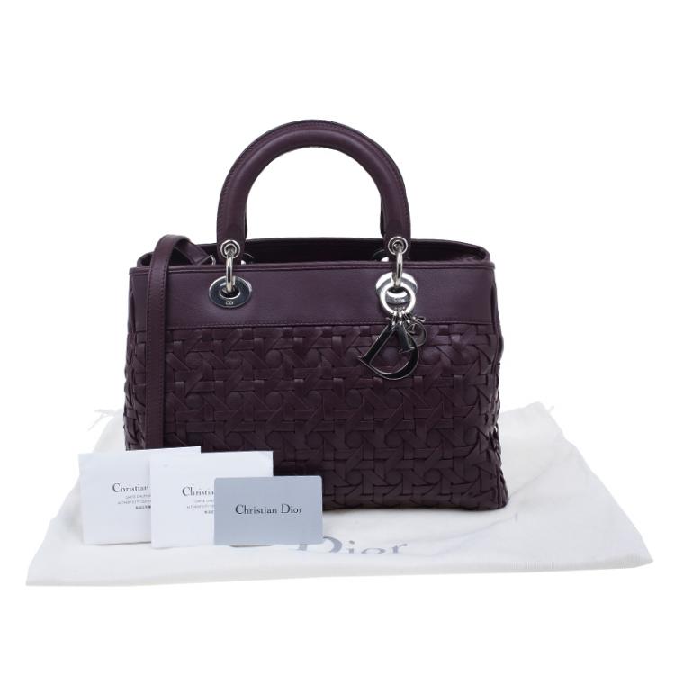 Pre Owned Dior Purple Leather Woven Avenue Top Handle Bag