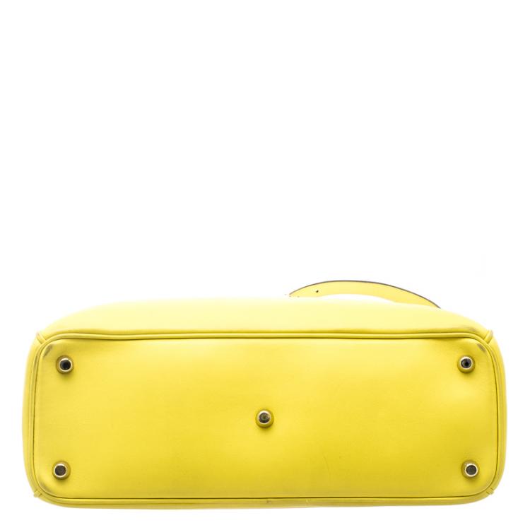 Pre Owned Dior Yellow Leather Medium Diorissimo Shopper Tote