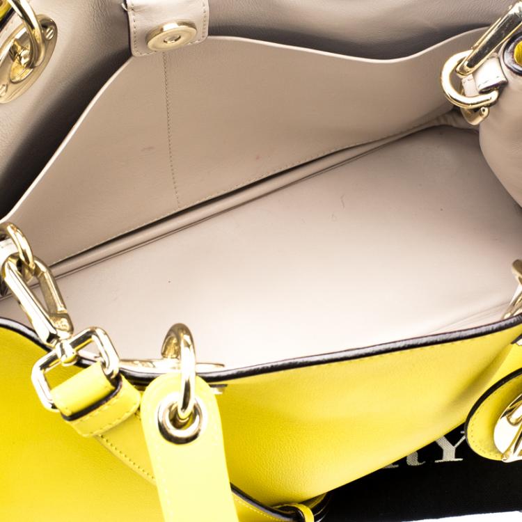 Pre Owned Dior Yellow Leather Medium Diorissimo Shopper Tote