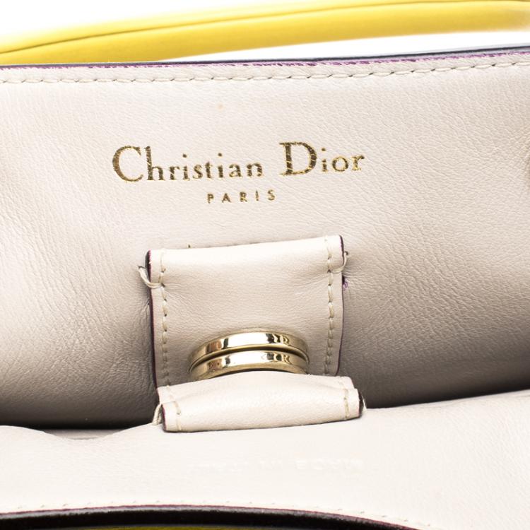 Pre Owned Dior Yellow Leather Medium Diorissimo Shopper Tote