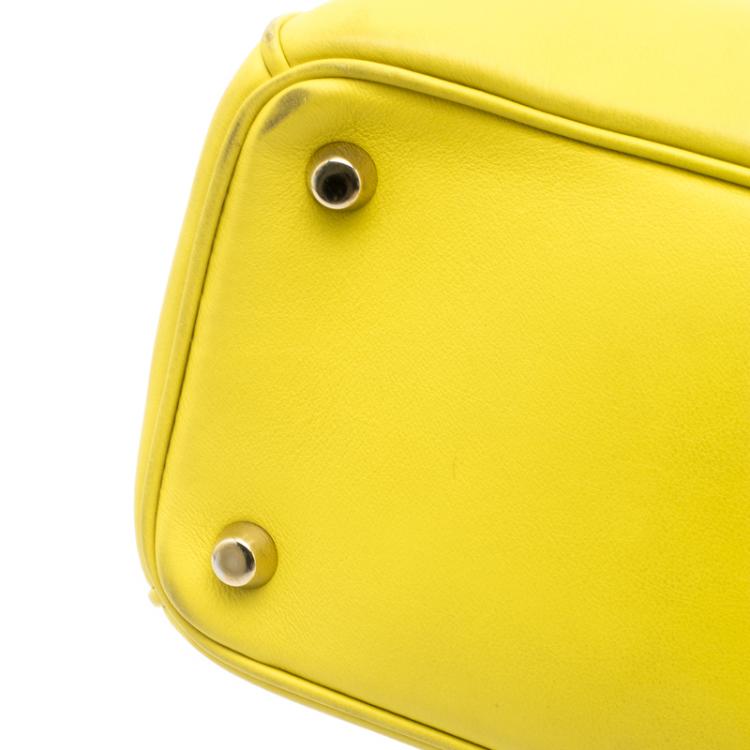 Pre Owned Dior Yellow Leather Medium Diorissimo Shopper Tote