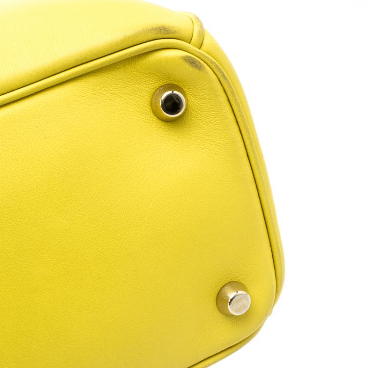 Pre Owned Dior Yellow Leather Medium Diorissimo Shopper Tote