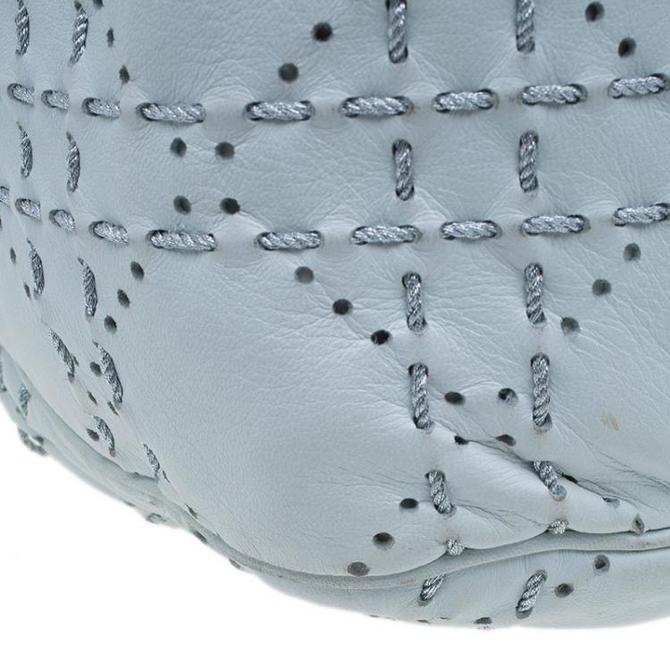 Pre Owned Dior White Cannage Leather Epaule Hobo