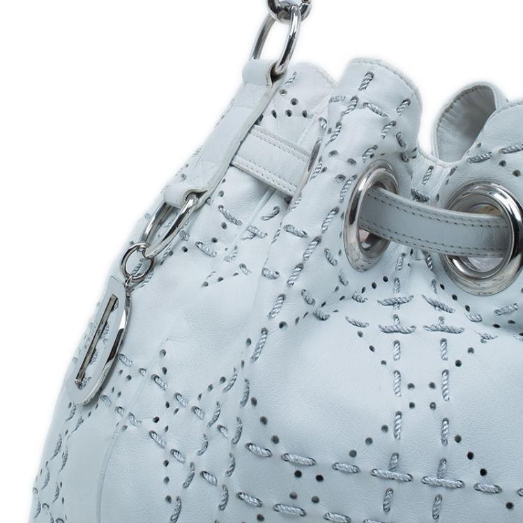 Pre Owned Dior White Cannage Leather Epaule Hobo