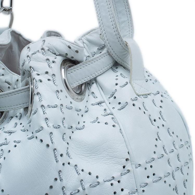 Pre Owned Dior White Cannage Leather Epaule Hobo