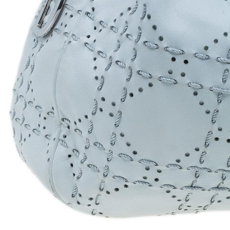 Pre Owned Dior White Cannage Leather Epaule Hobo