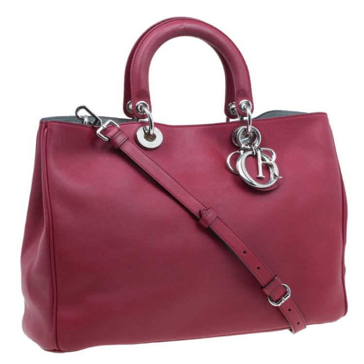 Pre Owned Dior Red Leather Large Diorissimo Shopper Tote
