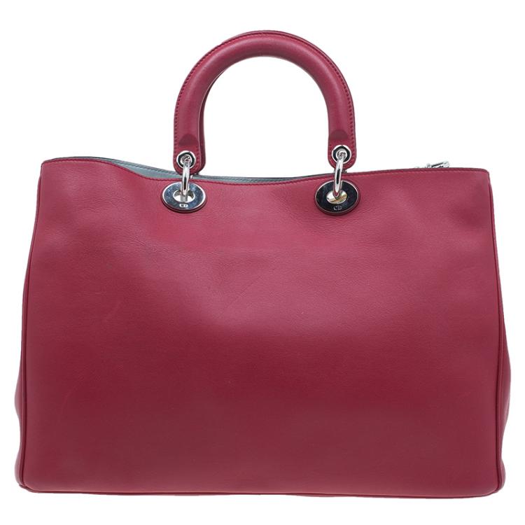 Pre Owned Dior Red Leather Large Diorissimo Shopper Tote