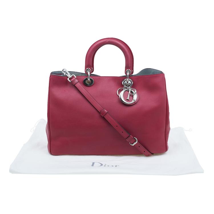 Pre Owned Dior Red Leather Large Diorissimo Shopper Tote