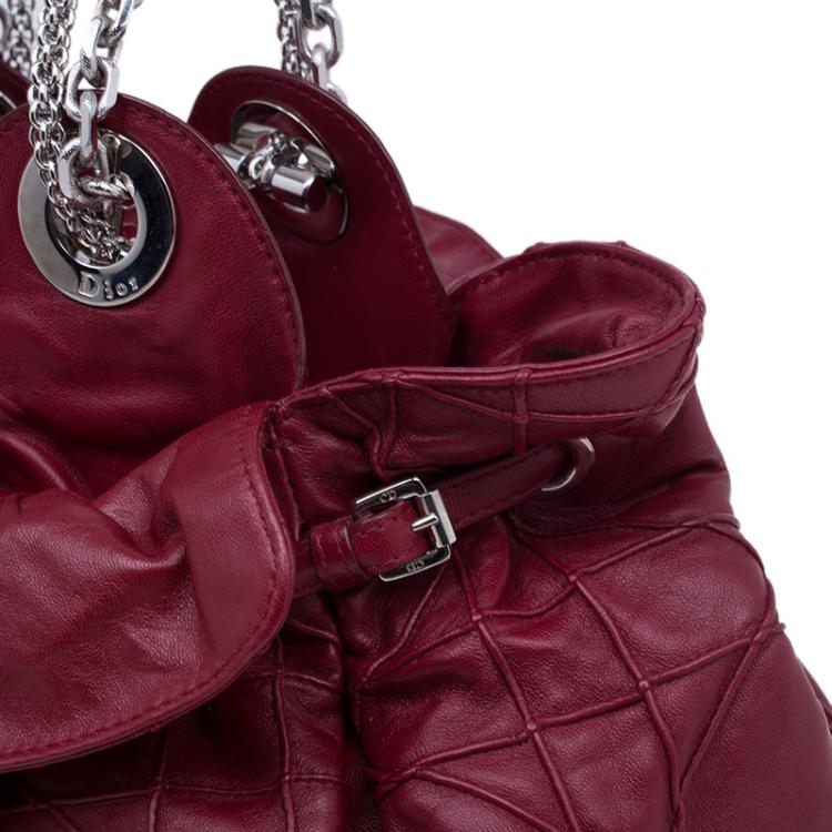 Pre Owned Dior Red Lambskin Cannage Le Trente Hobo