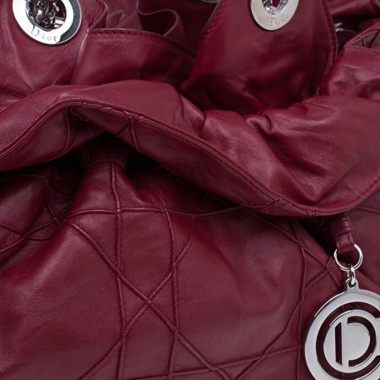 Pre Owned Dior Red Lambskin Cannage Le Trente Hobo