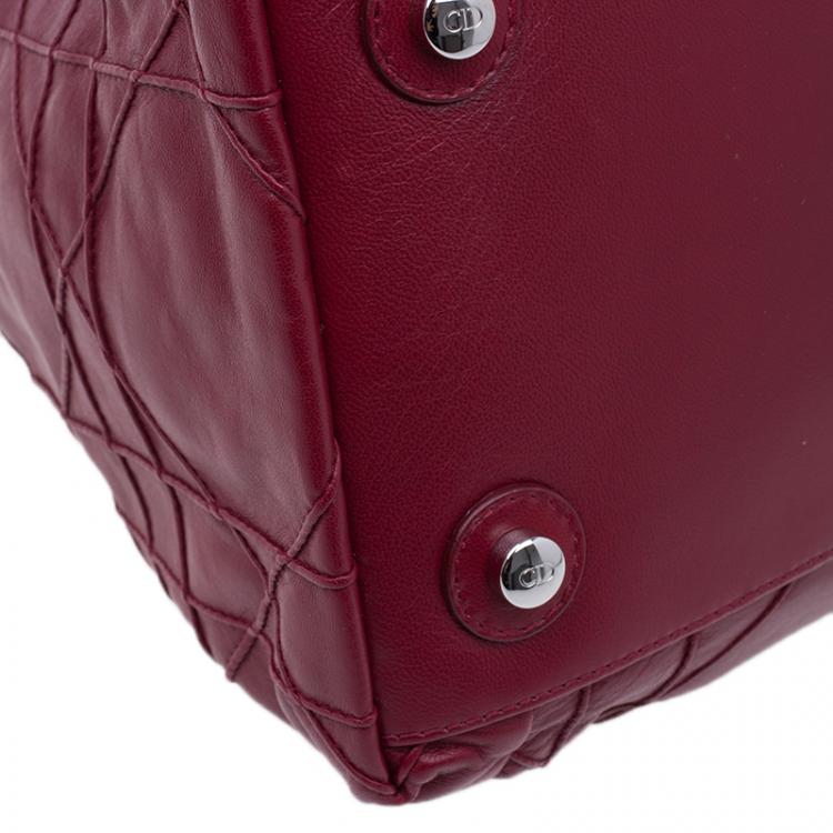 Pre Owned Dior Red Lambskin Cannage Le Trente Hobo