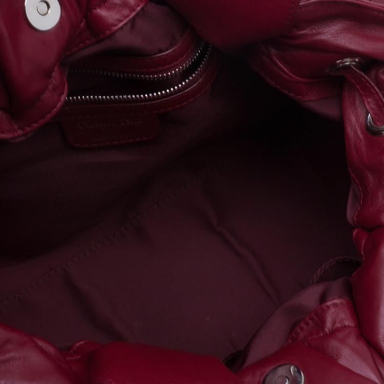 Pre Owned Dior Red Lambskin Cannage Le Trente Hobo