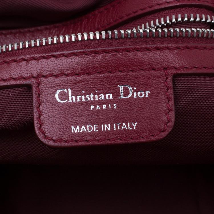 Pre Owned Dior Red Lambskin Cannage Le Trente Hobo