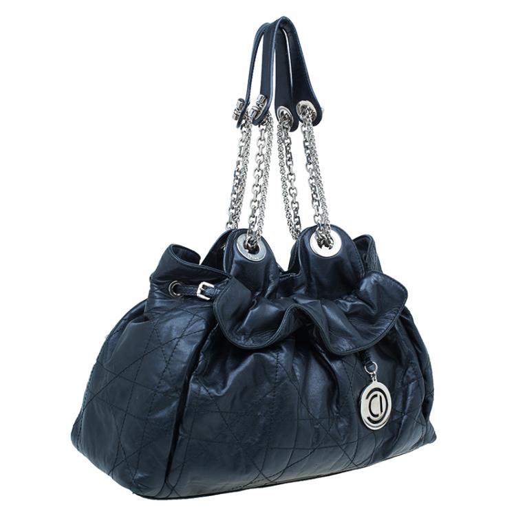 Pre Owned Dior Black Leather Large Cannage Le Trente Hobo Bag