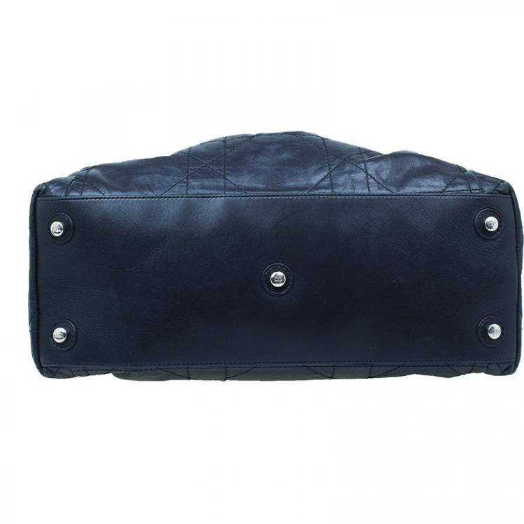 Pre Owned Dior Black Leather Large Cannage Le Trente Hobo Bag