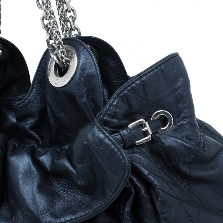 Pre Owned Dior Black Leather Large Cannage Le Trente Hobo Bag