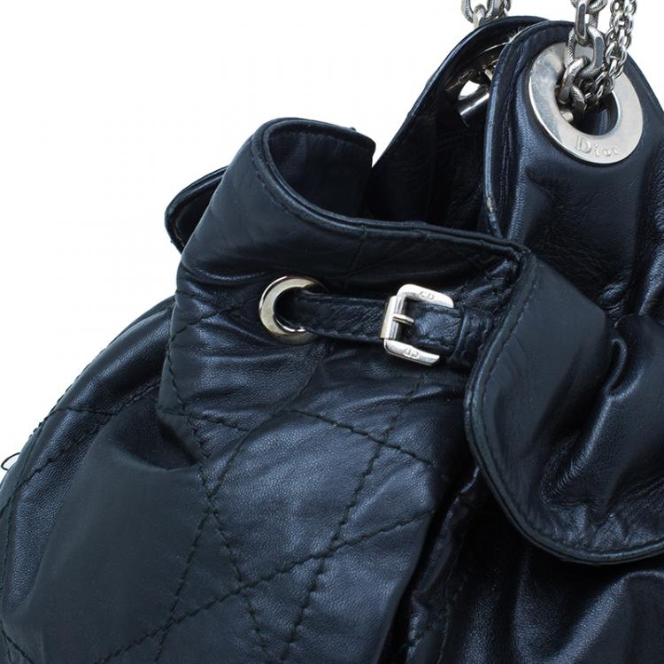 Pre Owned Dior Black Leather Large Cannage Le Trente Hobo Bag