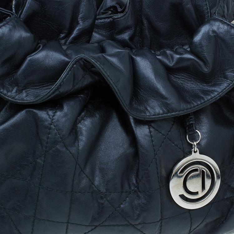 Pre Owned Dior Black Leather Large Cannage Le Trente Hobo Bag