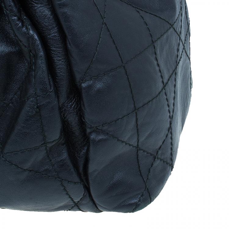 Pre Owned Dior Black Leather Large Cannage Le Trente Hobo Bag