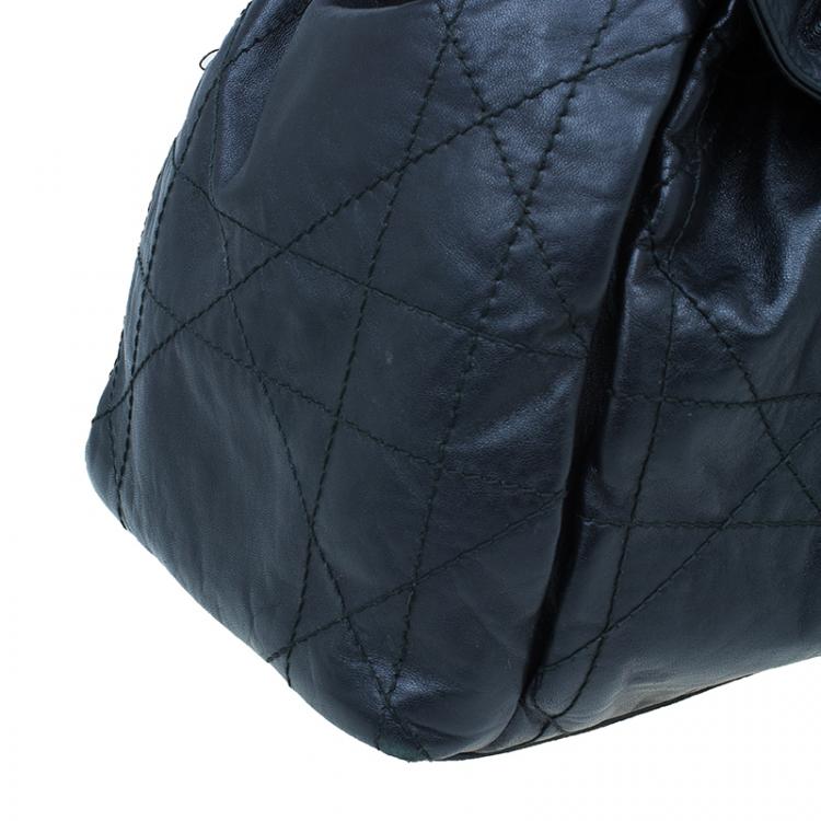 Pre Owned Dior Black Leather Large Cannage Le Trente Hobo Bag