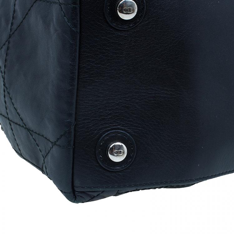 Pre Owned Dior Black Leather Large Cannage Le Trente Hobo Bag