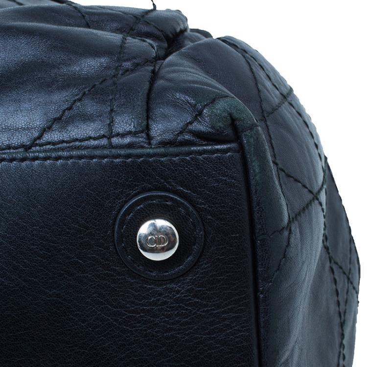 Pre Owned Dior Black Leather Large Cannage Le Trente Hobo Bag