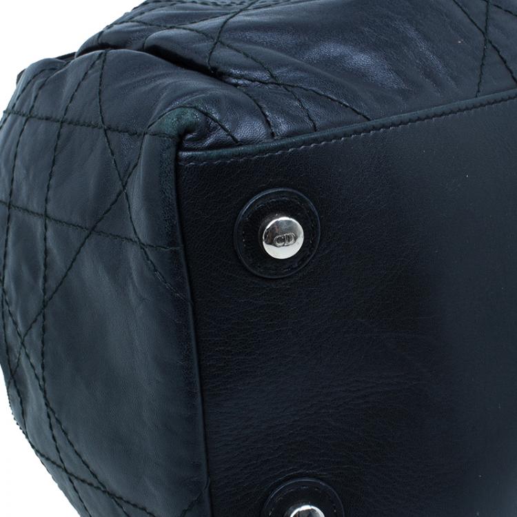 Pre Owned Dior Black Leather Large Cannage Le Trente Hobo Bag