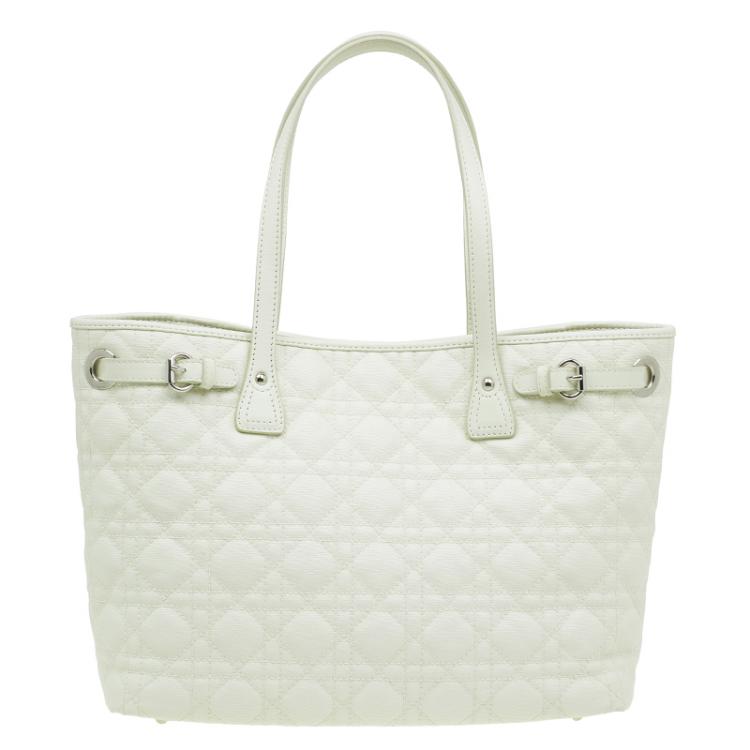 Pre Owned Dior Cream Coated Canvas Medium Panarea Shopper Tote