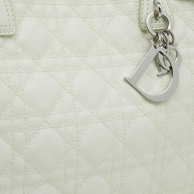 Pre Owned Dior Cream Coated Canvas Medium Panarea Shopper Tote