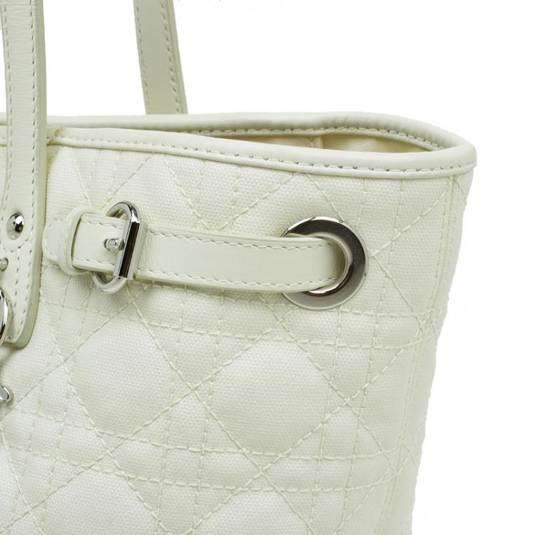 Pre Owned Dior Cream Coated Canvas Medium Panarea Shopper Tote