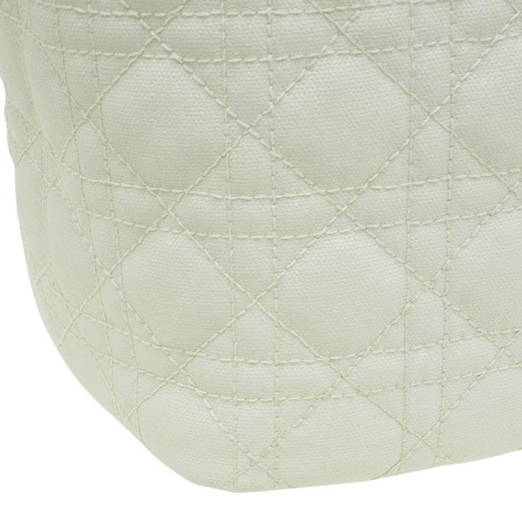Pre Owned Dior Cream Coated Canvas Medium Panarea Shopper Tote