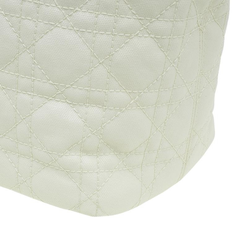 Pre Owned Dior Cream Coated Canvas Medium Panarea Shopper Tote