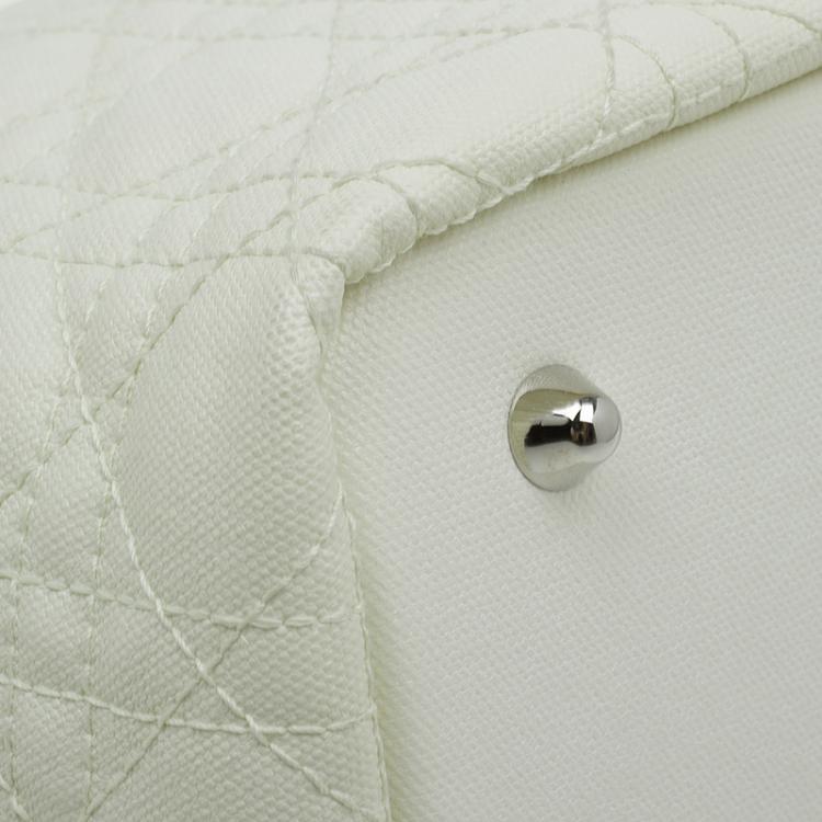 Pre Owned Dior Cream Coated Canvas Medium Panarea Shopper Tote