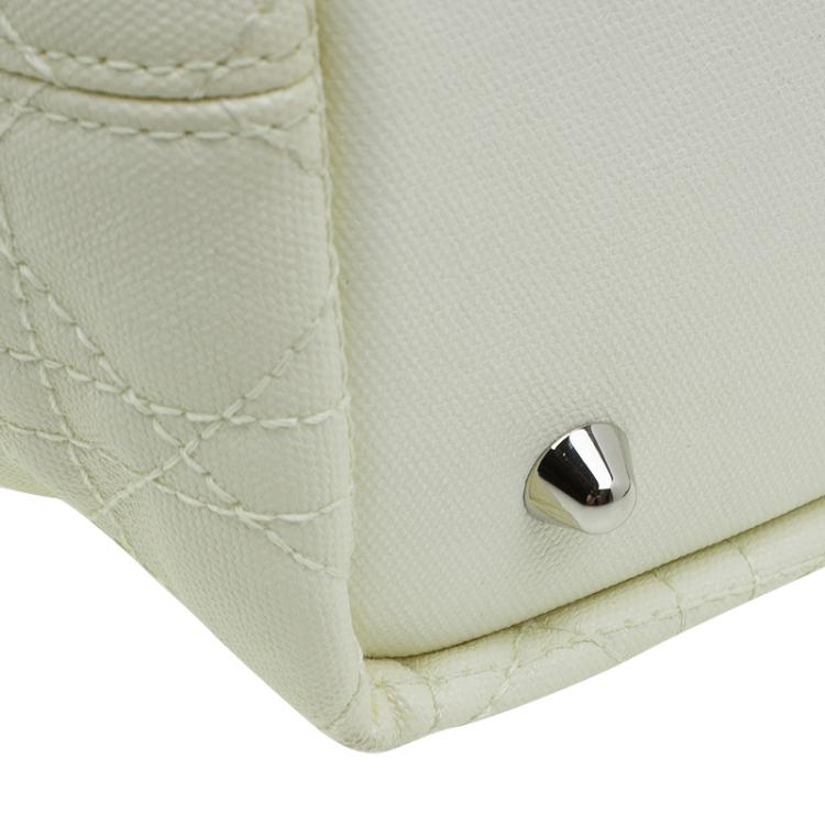 Pre Owned Dior Cream Coated Canvas Medium Panarea Shopper Tote