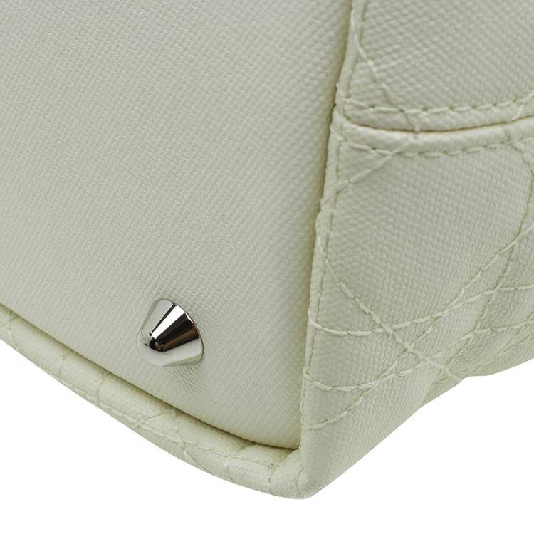 Pre Owned Dior Cream Coated Canvas Medium Panarea Shopper Tote