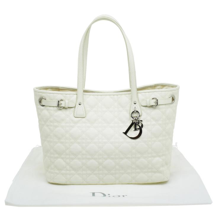 Pre Owned Dior Cream Coated Canvas Medium Panarea Shopper Tote