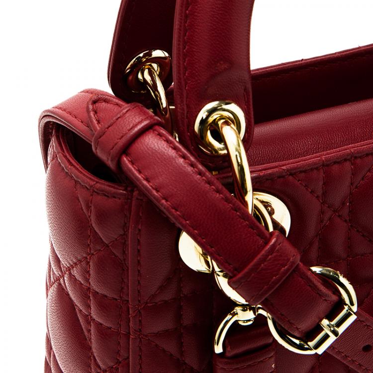 Dior Red Leather Mini Lady Dior Tote Dior Tlc