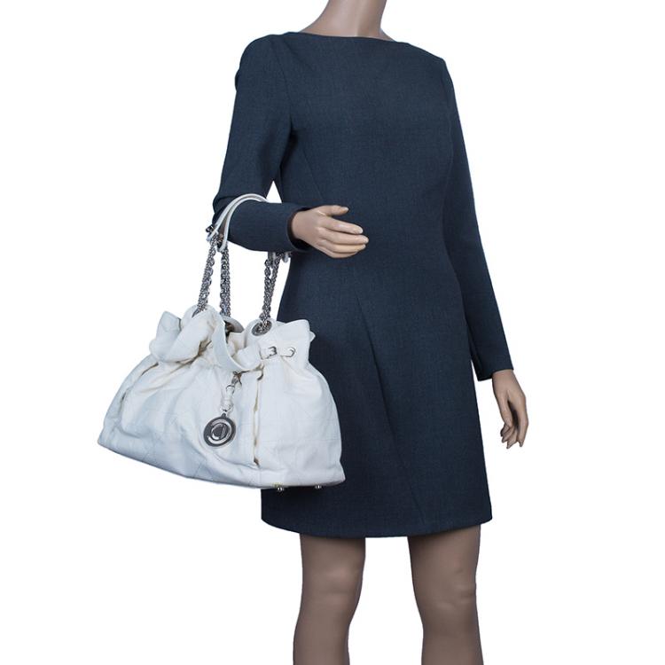 Pre Owned Dior White Quilted Cannage Leather Le Trente Hobo