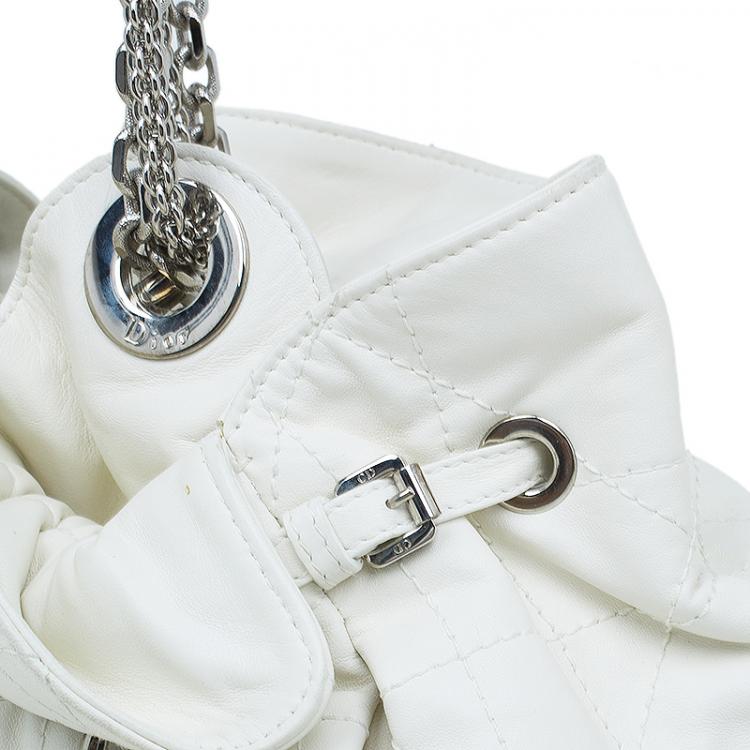 Pre Owned Dior White Quilted Cannage Leather Le Trente Hobo